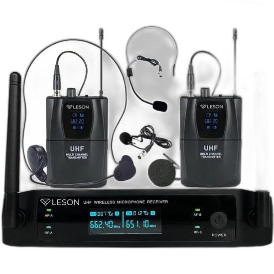 Sistema de Microfone Duplo Sem Fio Leson LS962 Preto - Qualidade de Som Profissional e Conforto com Headset