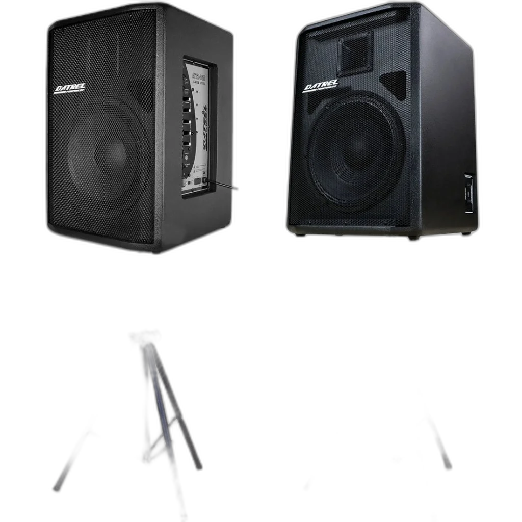 Kit Caixa De Som Ativa E Passiva At12-250 500w Rms Usb + Cabo 10m