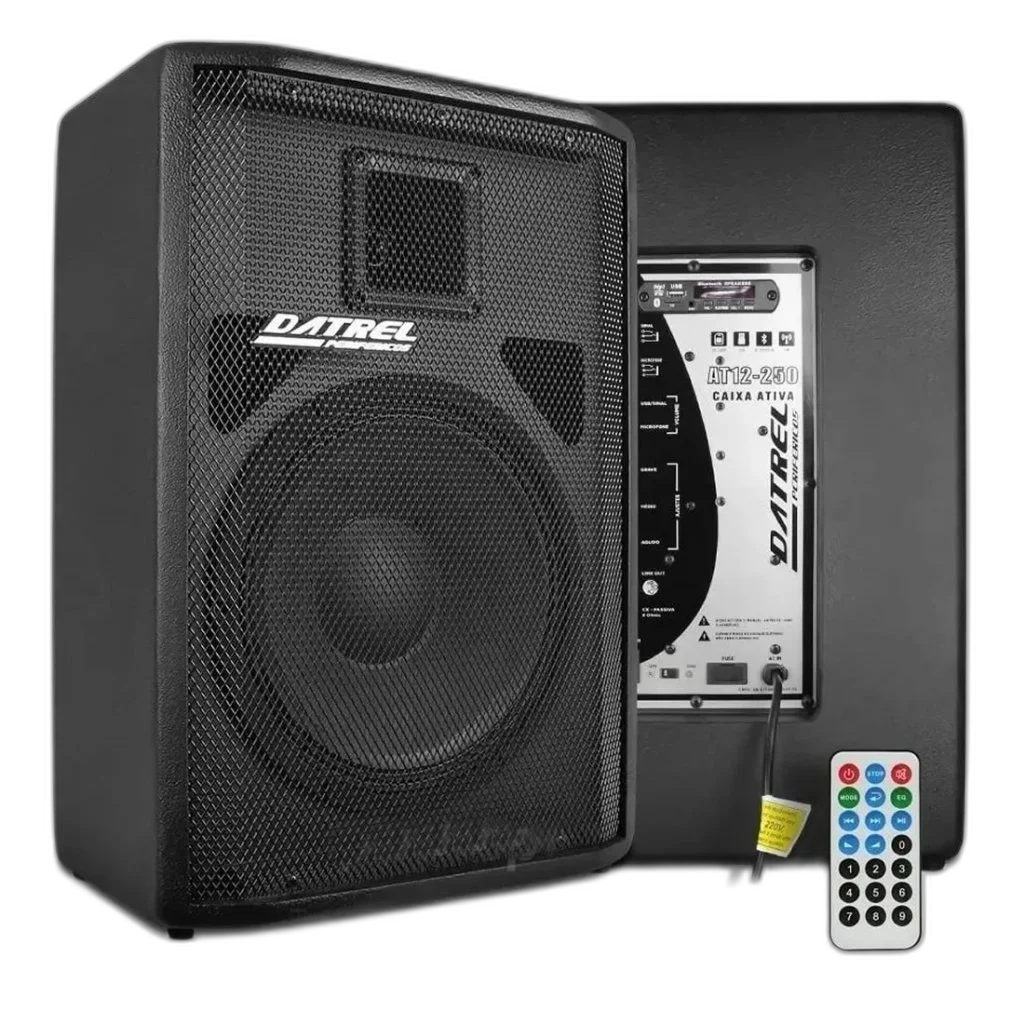 Kit Caixa De Som Ativa E Passiva At12-250 500w Rms Usb + Cabo 10m