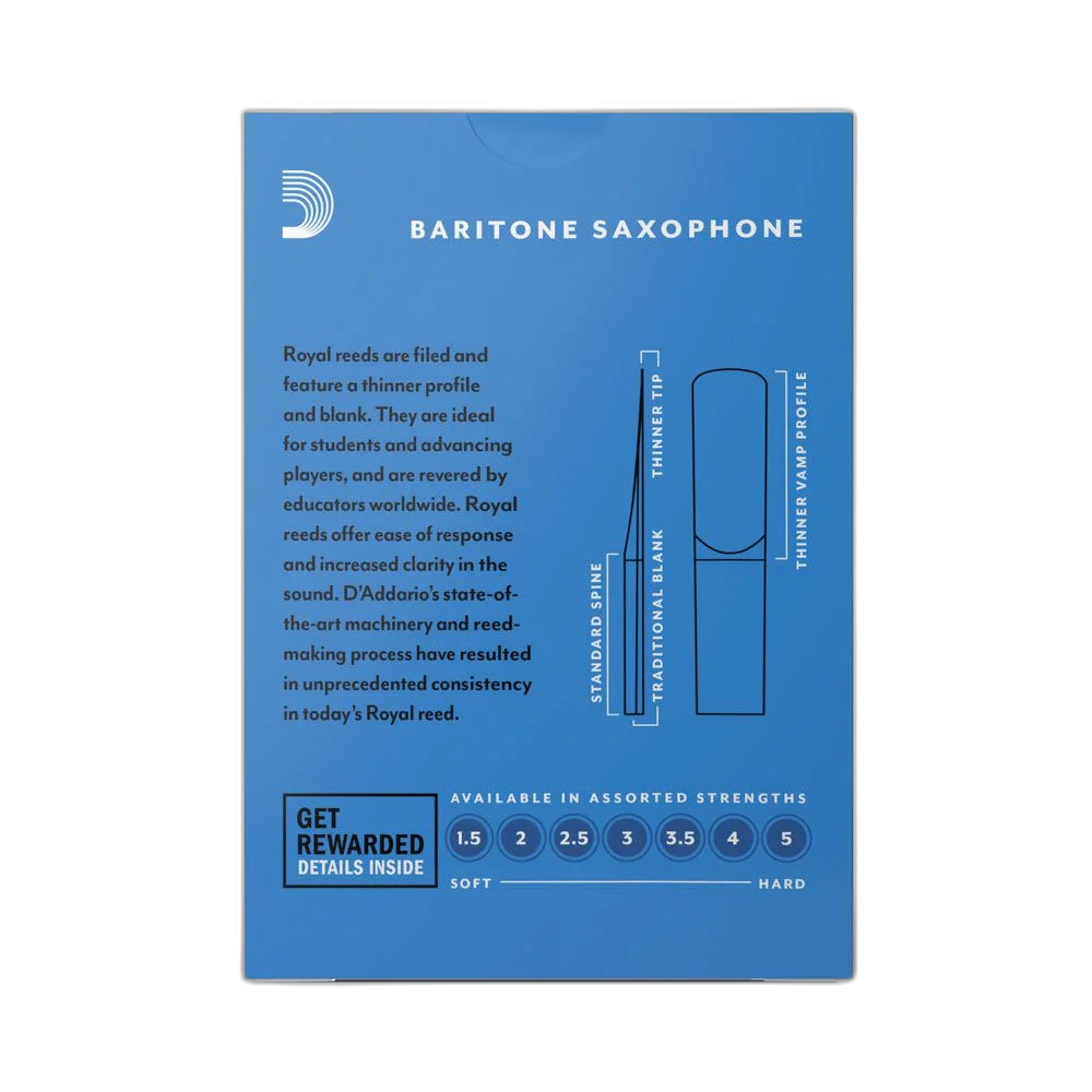 Palheta Sax Barítono 1.5 (10 Peças) D Addario Royal RLB1015
