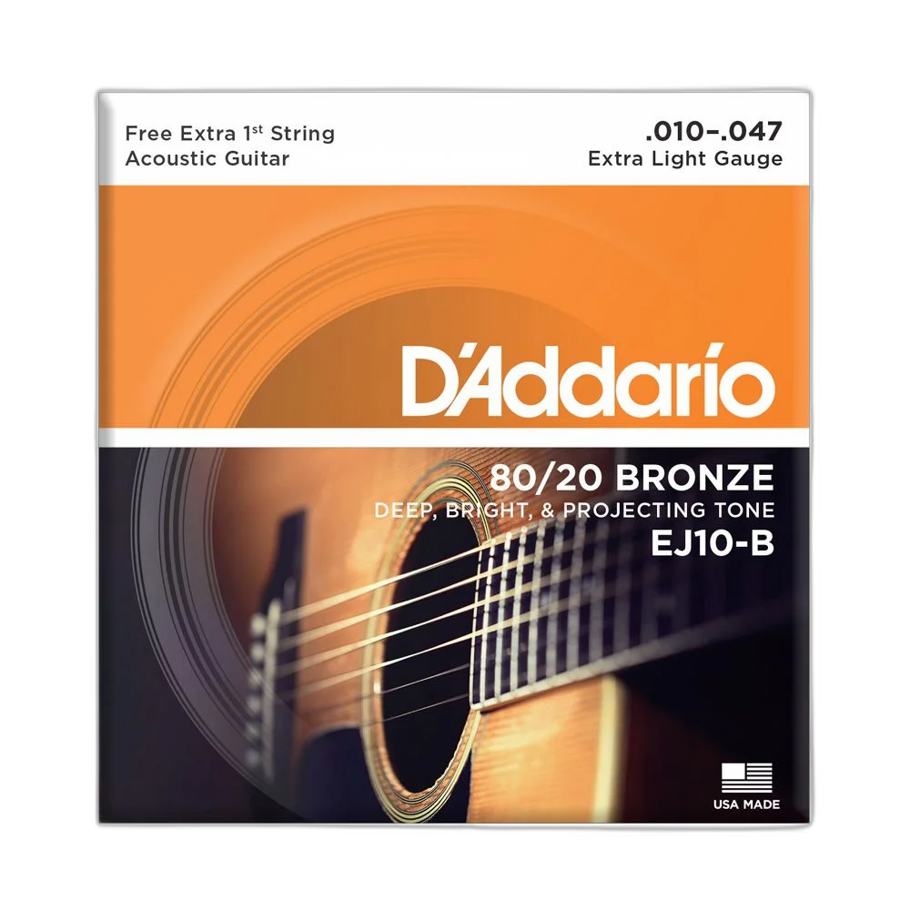 Encordoamento Violão Aço 10-47 Corda Extra D Addario EJ10-B