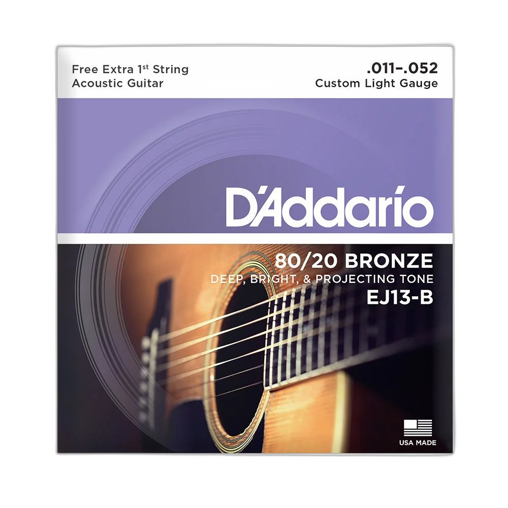 Encordoamento Violão Aço 11-52 Corda Extra D Addario EJ13-B