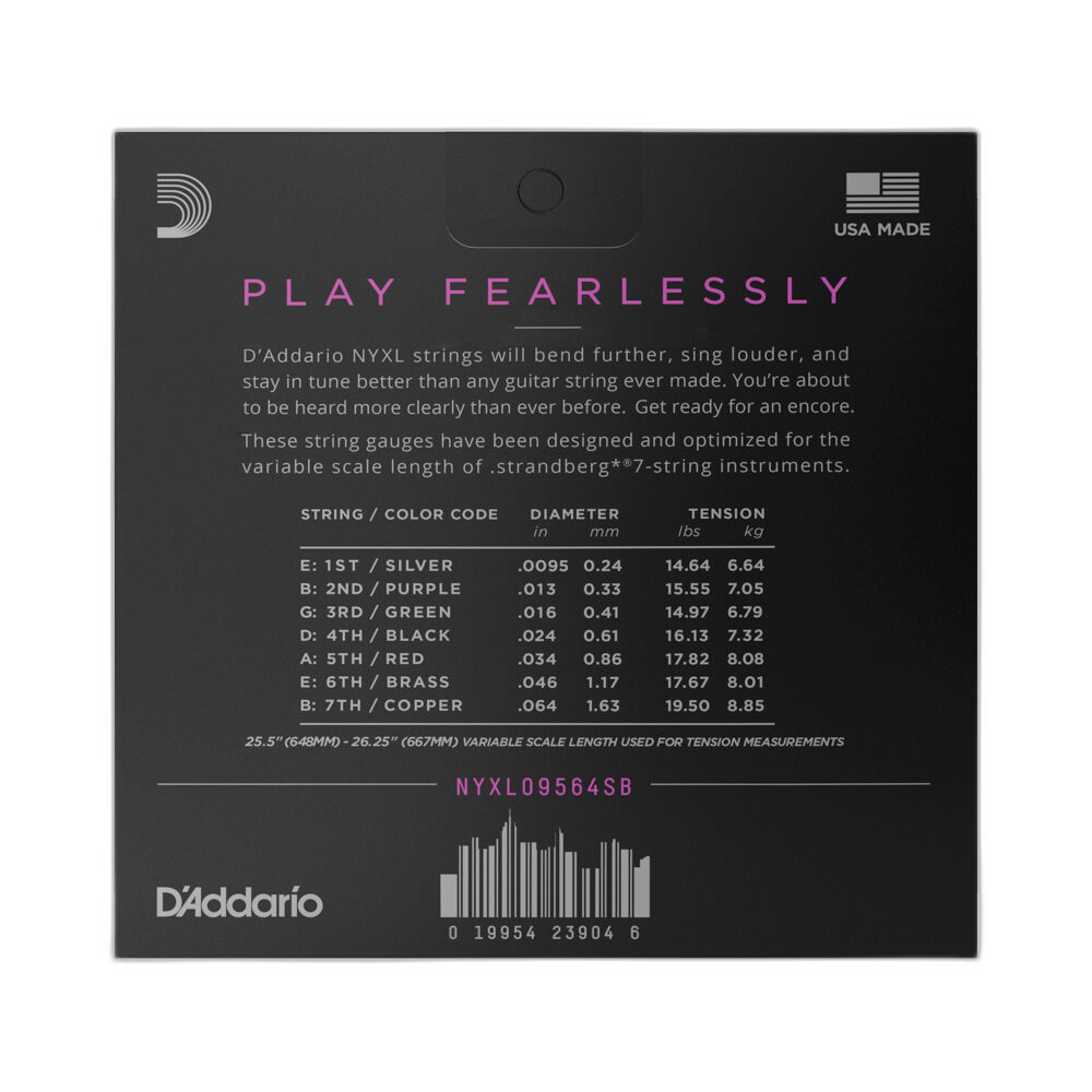 Encordoamento Para Guitarra 7C 9.5-64 D Addario NYXL09564SB