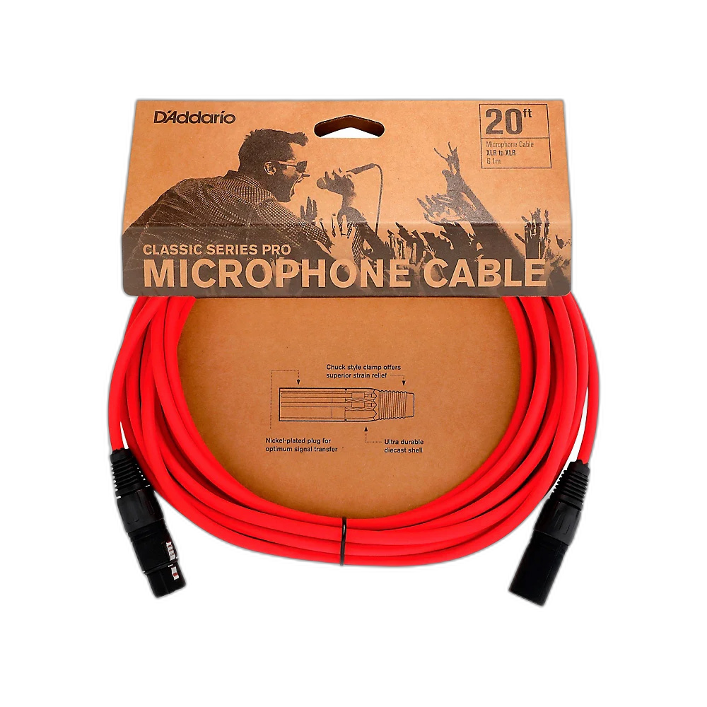 Cabo Microf XLR Vermelho Classic DAddario PW-CPMIC-20RD