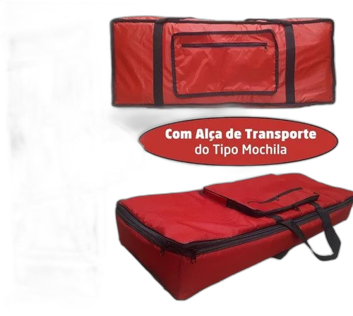 Capa Acolchoada Teclado Nylon Luxo Vermelha Yamaha Psr-670