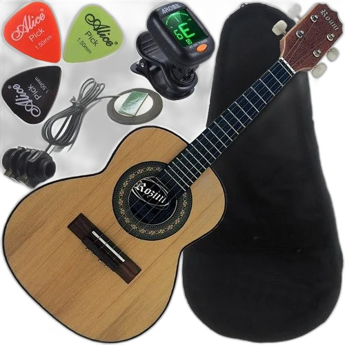 Kit Cavaquinho Eletroacústico Estudante C/ Capa Rc10 Rozini