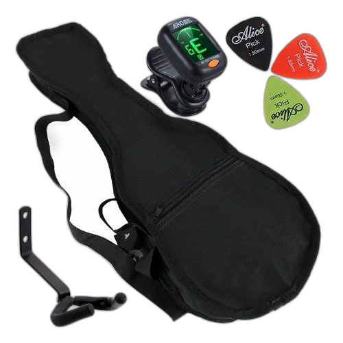 Kit Capa Para Ukulele Tenor C/ Palheta Afinador Suporte