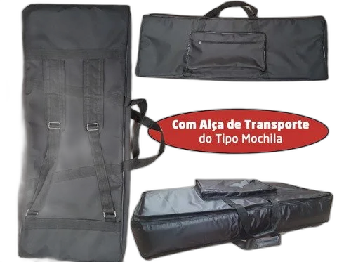 Capa Para Teclado Acolchoada Kurzweil Sp76 Master Luxo Preto