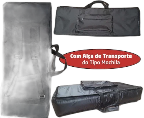 Capa Master Luxo Para Teclado 5/8 Acolchoada Nylon Preto