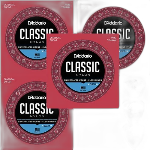 Kit 4 Jogos De Cordas D'addario Ej27h Classic Nylon + Palhet