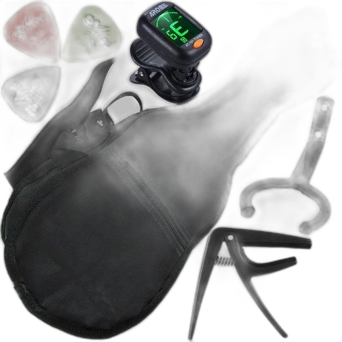 Kit Capa Ukulele Concerto C/ Afinador Suporte Palheta Capo