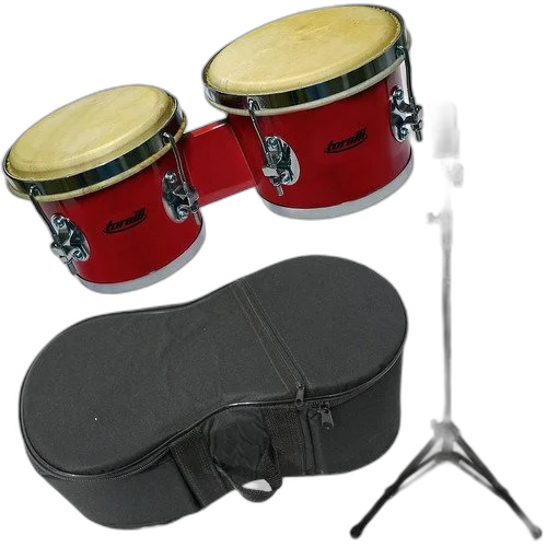 Kit Bongô Vermelho Torelli Tb010 6x7 Com Pedestal E Capa