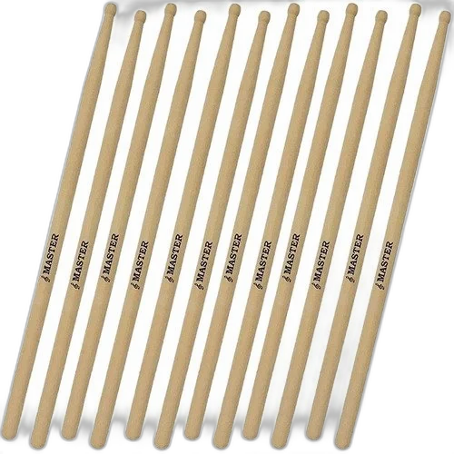 6 Pares Baquetas Madeira Master Ponta Oliva Liverpool Mt-11