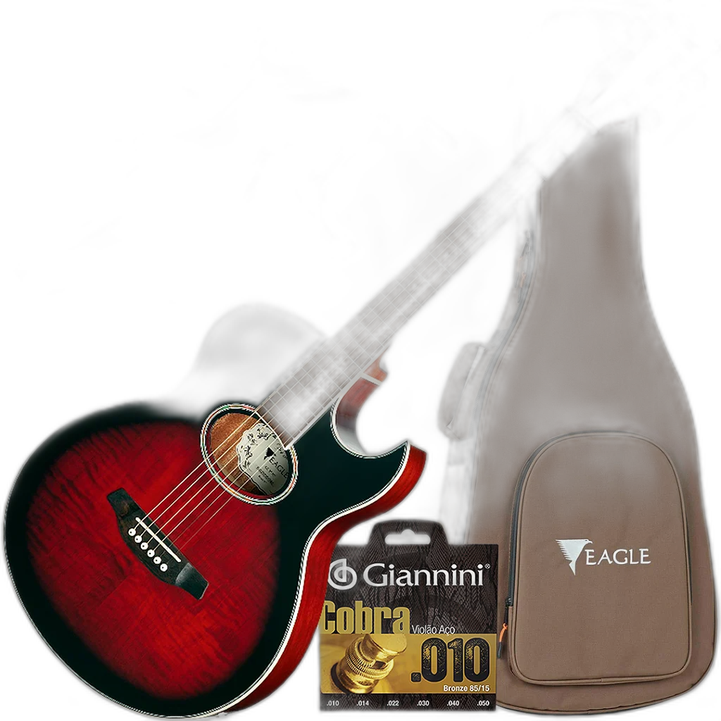 Kit Violão Eletroacústico Completo Eagle Gl36 Yellow Burst