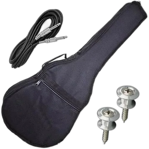 Kit Capa Violão Folk Nylon Acolchoado C/ Roldana + Cabo P10