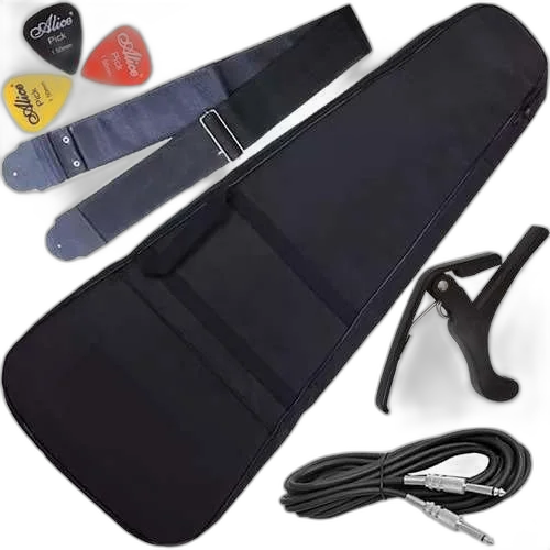 Kit Capa Violão Folk C/ Capotraste Cabo + Palhetas + Correia