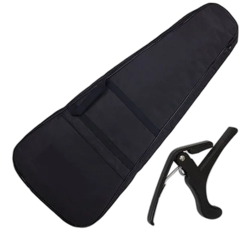 Kit Capa Violão Folk C/ Capotraste Cabo + Palhetas + Correia
