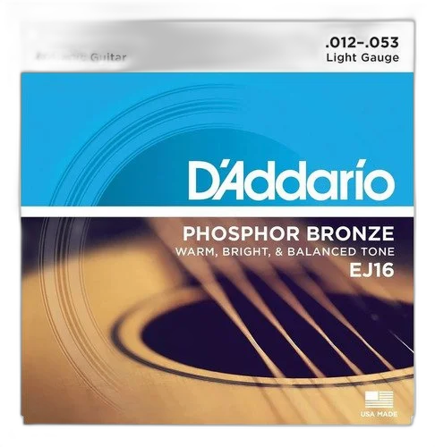 Kit Ej16 D'addario Phosphor Bronze Corda 012 Violão Aço
