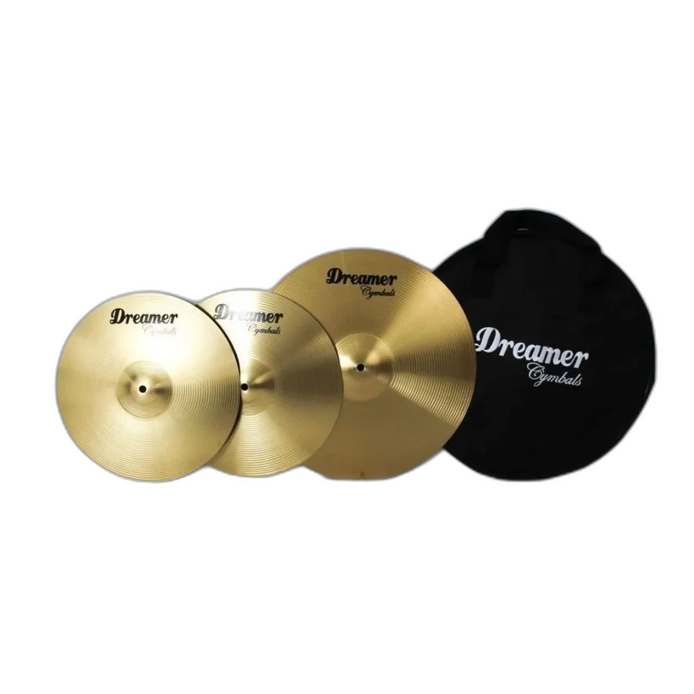 Kit De Pratos Bateria Dreamer Brass Hi Hat 13 Crash 16 + Bag