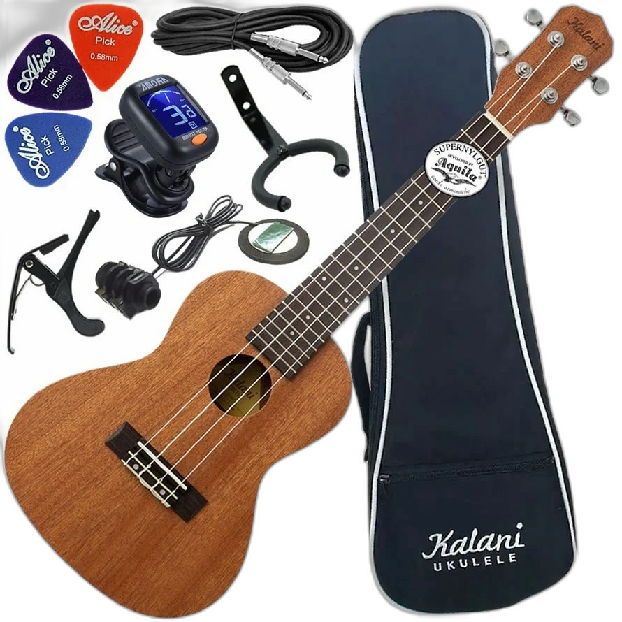 Kit Ukulele Elétrico Concerto 24 Sapele Kalani Kal220 Cs
