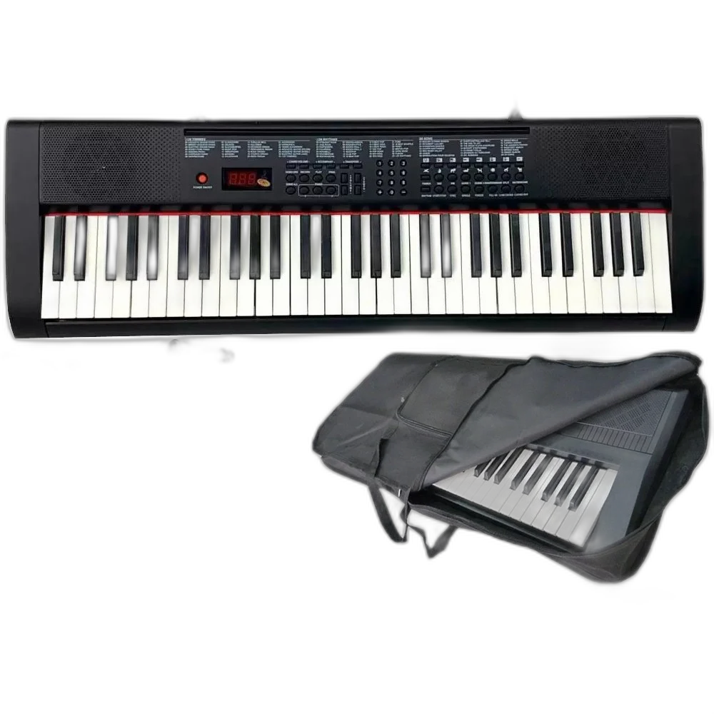 Kit Teclado Queens Max 61 Teclas Fonte + Capa Banco Suporte