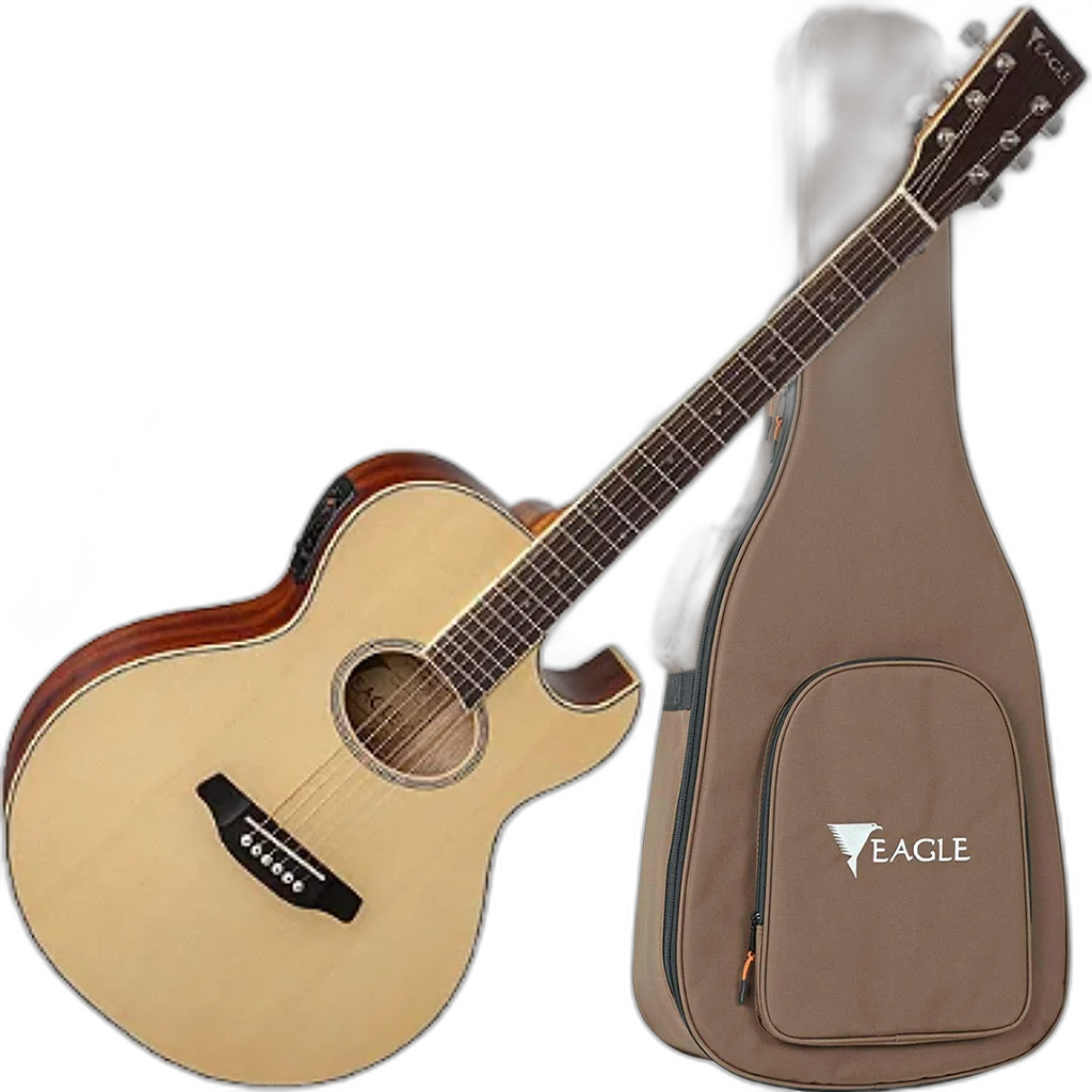 Kit Violão Elétrico Aço  Eagle Gl36 Eq Promix Satin Natural