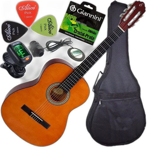 Kit Completo Violão Eletroacústico Giannini N14 Nylon Nt
