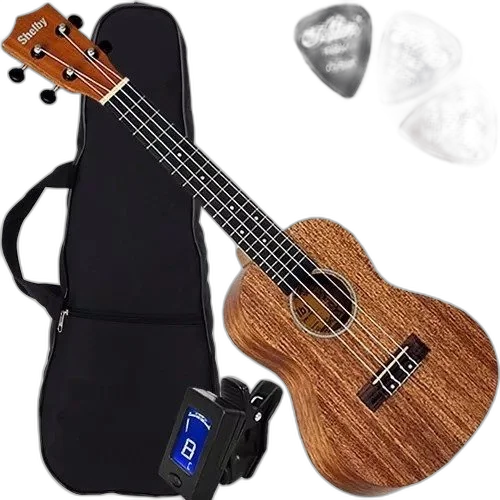 Kit Ukulele Acústico Canhoto Completo Su23m Shelby Envio24h