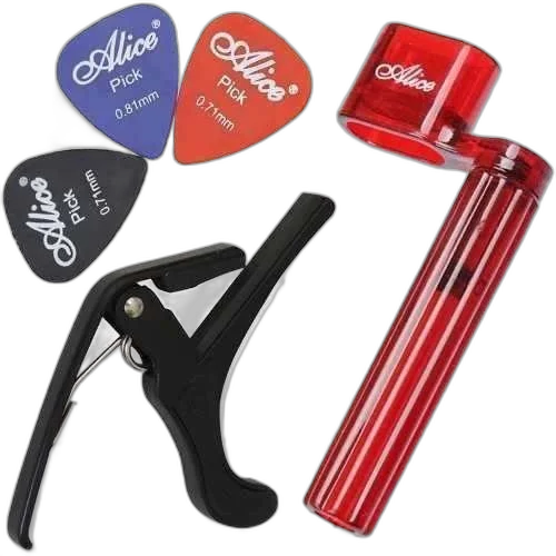 Kit Acessórios Para Violão Encordoador Palhetas Capotraste