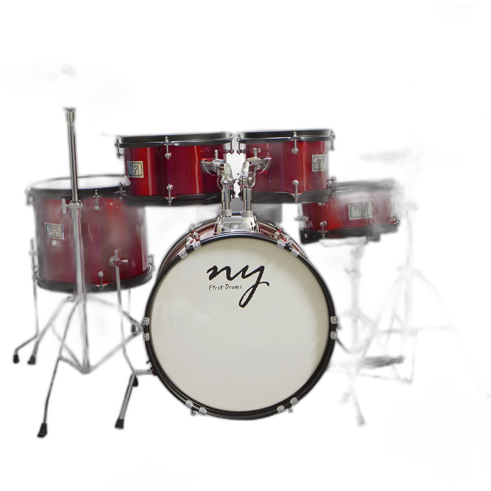 Bateria Acústica Infantil Junior 2t Vermelha Com Banco New York