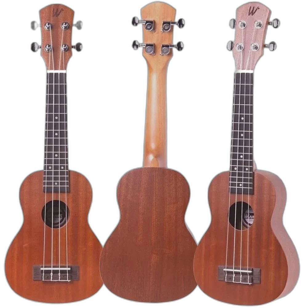 Kit Ukulele Soprano Acústico Cordas Aquila Sapele Natural Winner Ux01